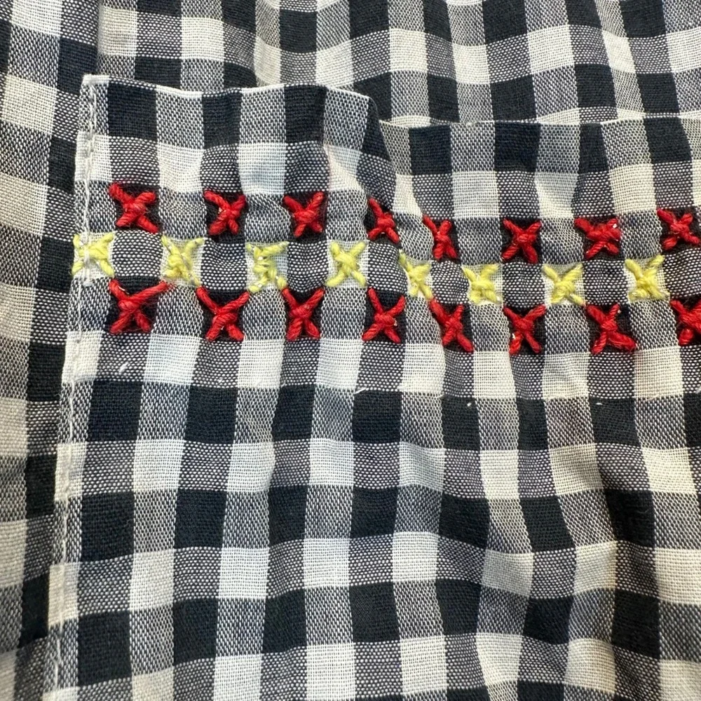 Handmade Gingham Half‎ Apron Womens OS Black White Cottagecore Farmhouse Vintage